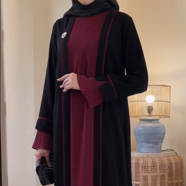 Shrug Style Long Abaya with Inner Layer (Beige Color)